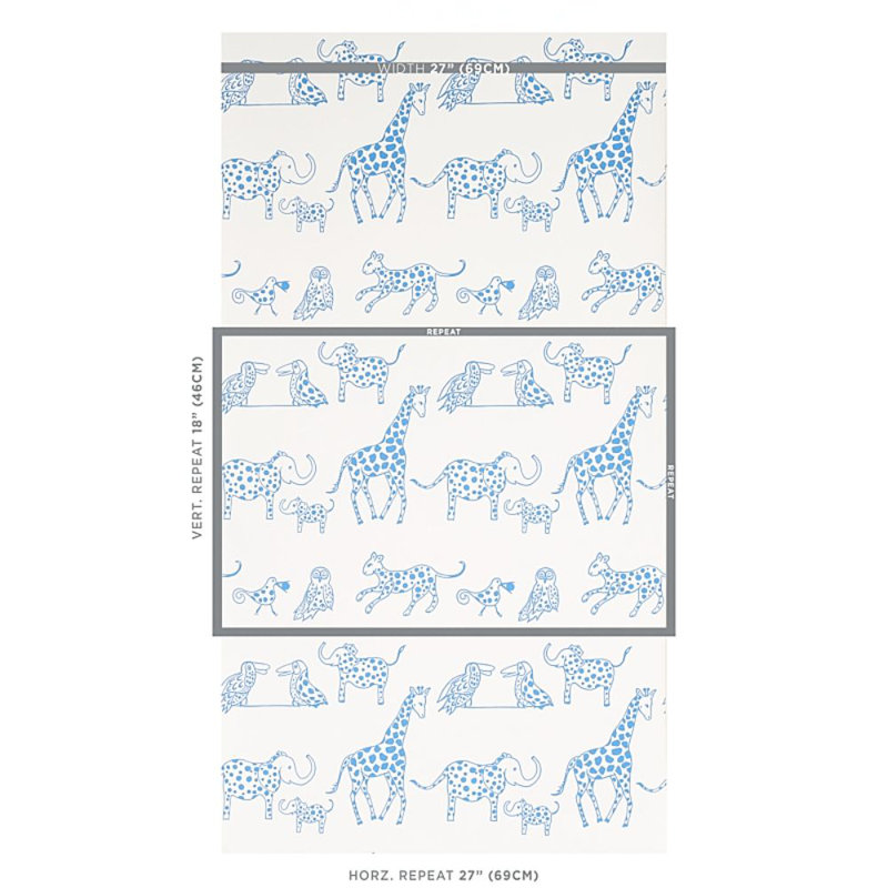 Jungle Jubilee Wallpaper, Blue
