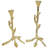 Leafy Branch Metal Taper Candle Holders - 15" - Gold - Set Of 2