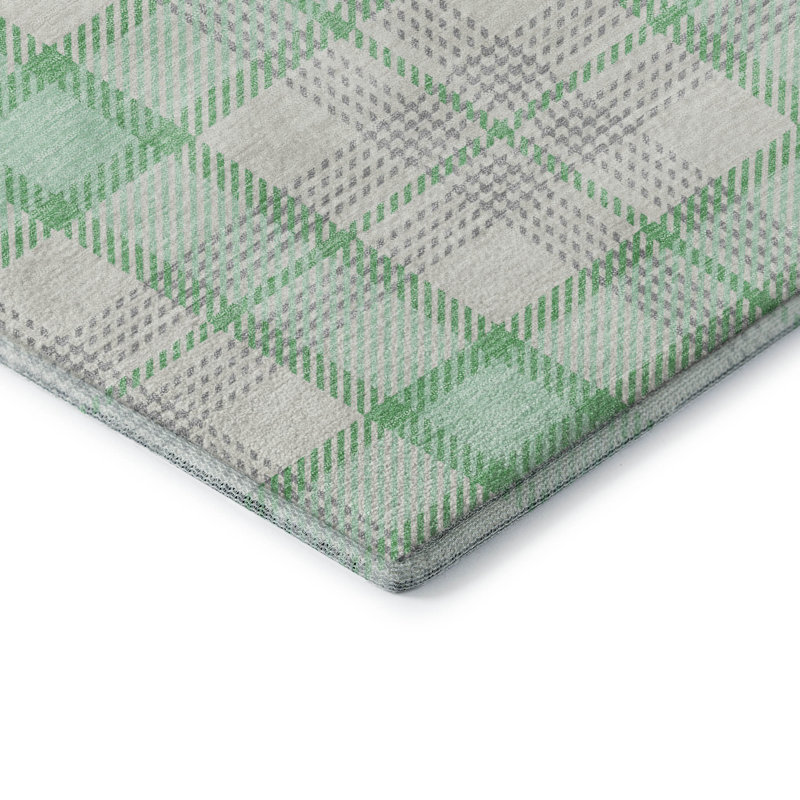 Premium Machine Washable Corum AMF1052 Plaid Rug, Rectangle 1'8" x 2'6"