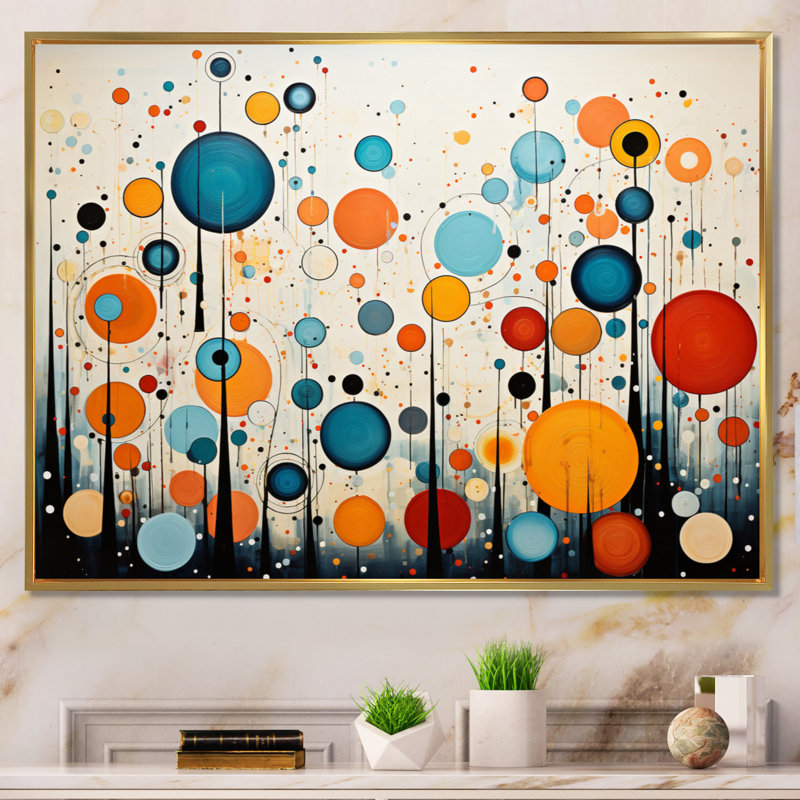 «Green Green Beige Mid Century Abstract Retro II», reproduction d'art sur toile, H 30 po x l 40 po x P 1,5 po