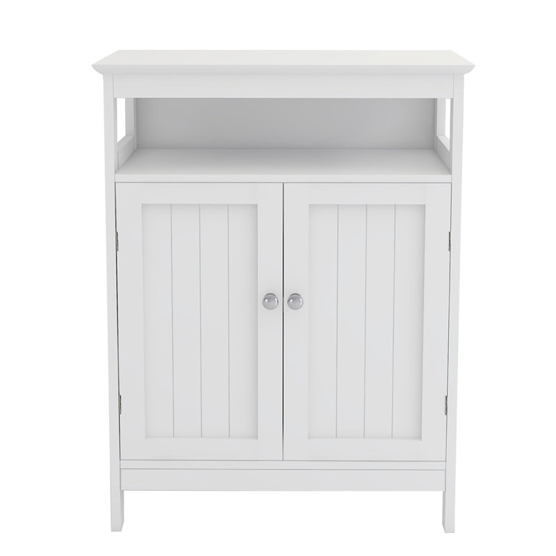 Bathroom Standing Cabinet - White, Double Shutter Doors, Strong , Painted, Copious Storage, Simple Assembly Process Painting, Abundant To Assemble