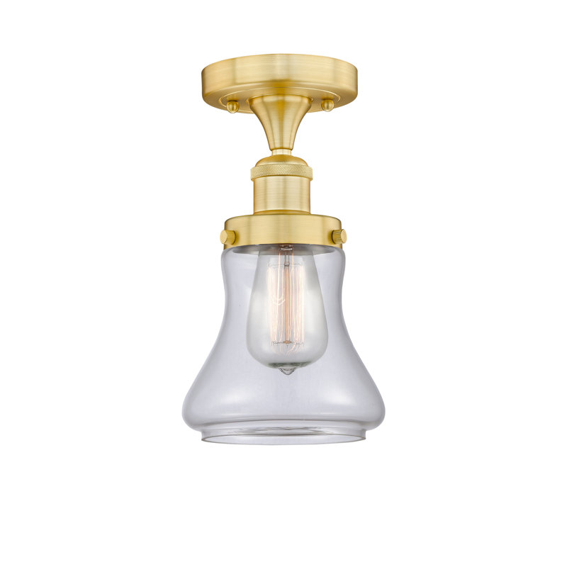Raghul Glass Semi Flush Mount, Clear, Satin Gold