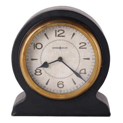 Imogene Traditional Analog Metal Quartz Movement / Crystal Tabletop Clock in Black/Gold/White