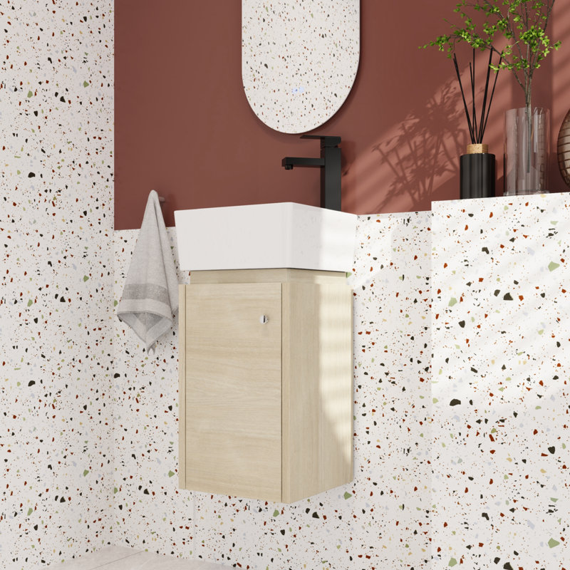 Meuble-lavabo simple avec plateau 12,34 po Lashonne, Lightoaken