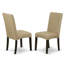 L'ensemble de table de salle à manger 3 pièces comprend une table ronde avec piédestal et 2 chaises Parson rembourrées en tissu brun, cappuccino-974126833-1060232971-974126846