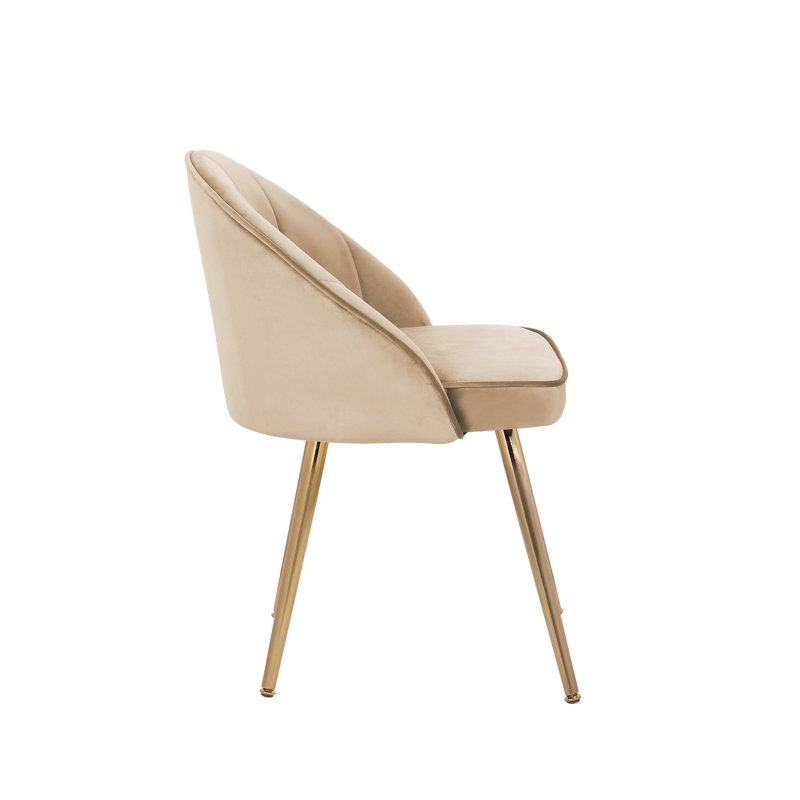 Mccain 45cm H Velvet Upholstered Upholstered Back Side Chair, Champagne