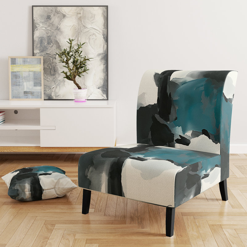 Fauteuil de chambre rembourré Geometric IV, Mélange de polyester bleu / noir / blanc
