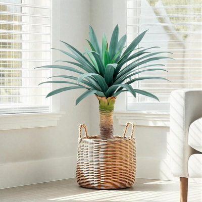 27in Gray Green Agave, Sunproof Large Injection-Molded Leaves, Indoor/Outdoor Decor 1-Pack