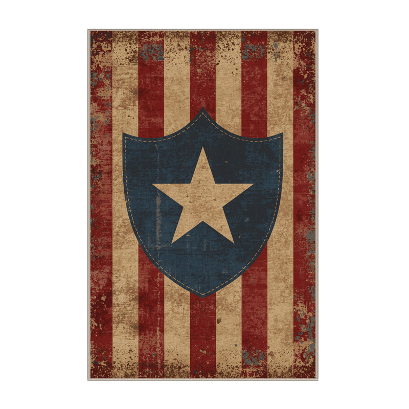 Soft Plush Farner July 4Th Modern & Contemporary Abstract Area Rug in Brown – Beige Binding, 3x5