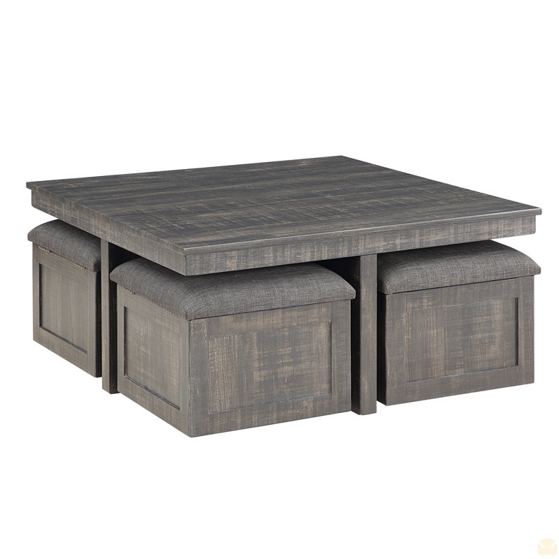 Table basse 38 "avec tabourets de rangement, Gris