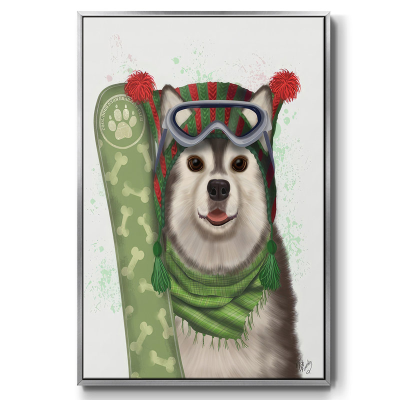 Snowboard de Noël Husky, H 37 po x l 25 po x P 1,5 po, Gris