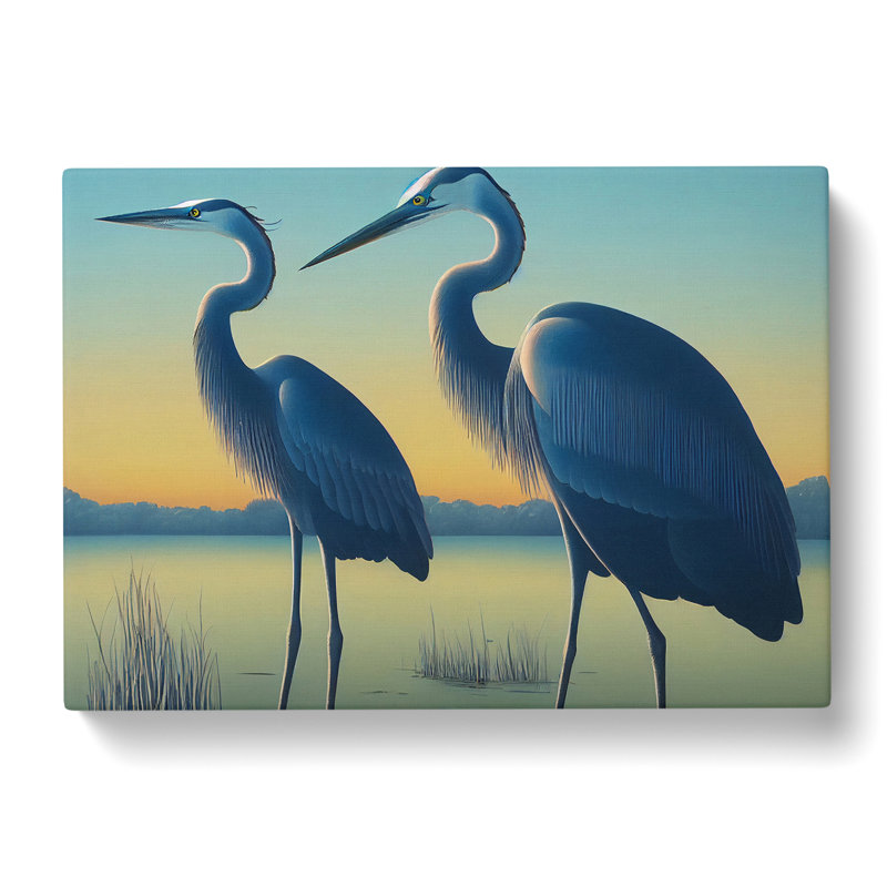 Two Heron Birds - Wrapped Canvas, 50cm H x 76cm W x 3cm D
