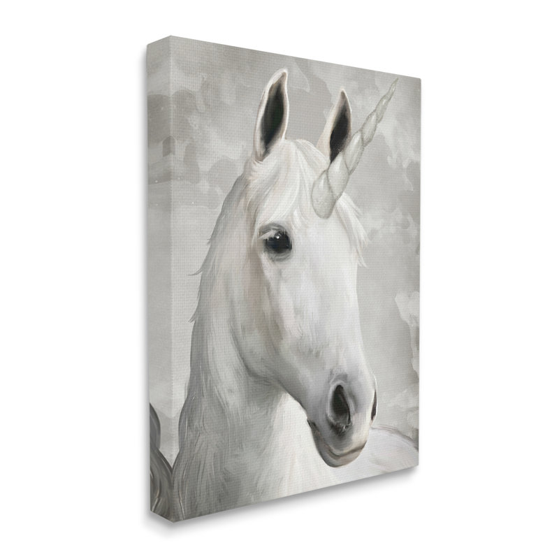 Licorne blanche majestueuse, animal sauvage, H 40 po x l 30 po, Toile tendue
