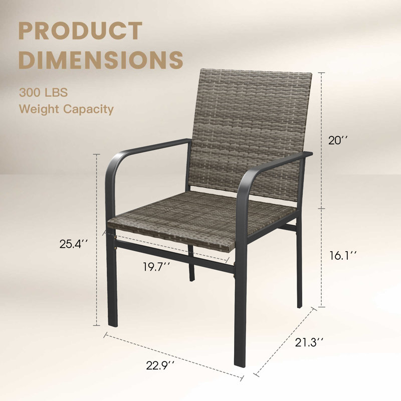 Ensemble de 4 chaises de patio en rotin, Gris