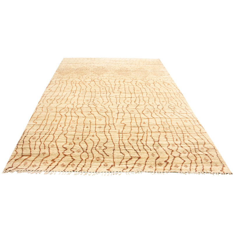 Tapis décoratif en laine noué à la main de conception unique 10 pi 1 po x 14 pi 8 po Détricia New Age