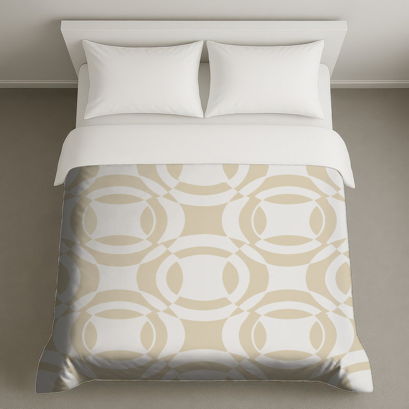 Housses de couette beiges à motif circulaire, Queen