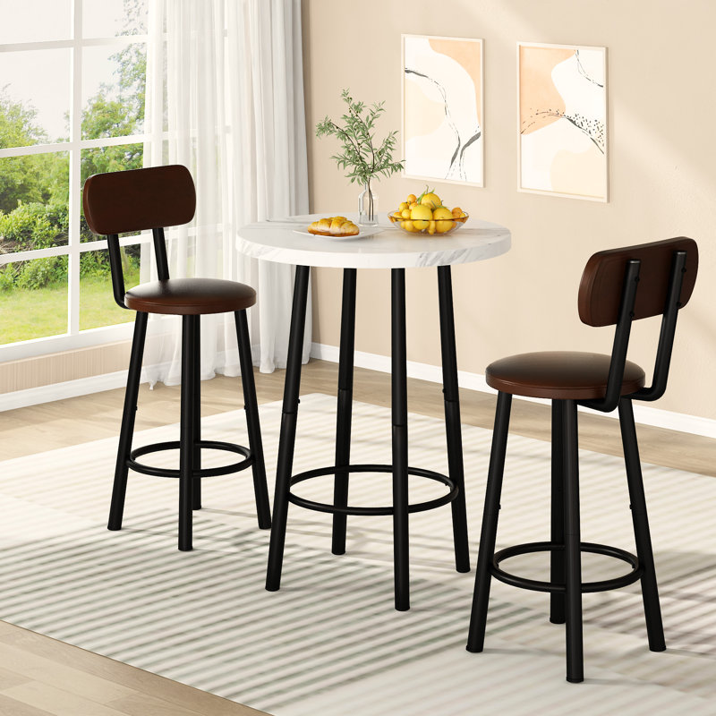 Joeen 2 - Person Four Leg Dining Set, White Marble