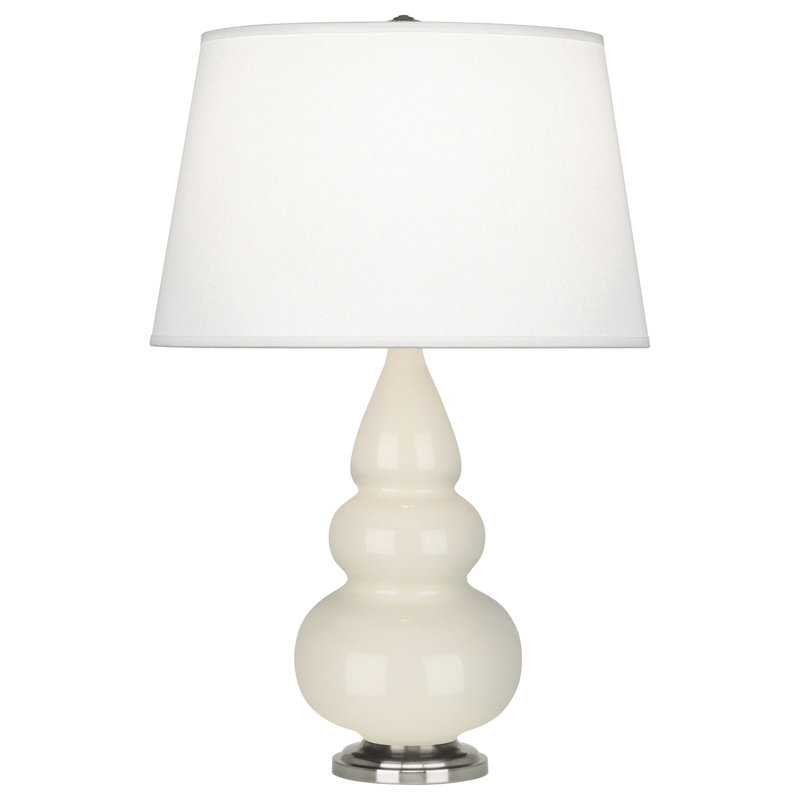 Small Triple Gourd Table Lamp, Bone and Antique Silver Base