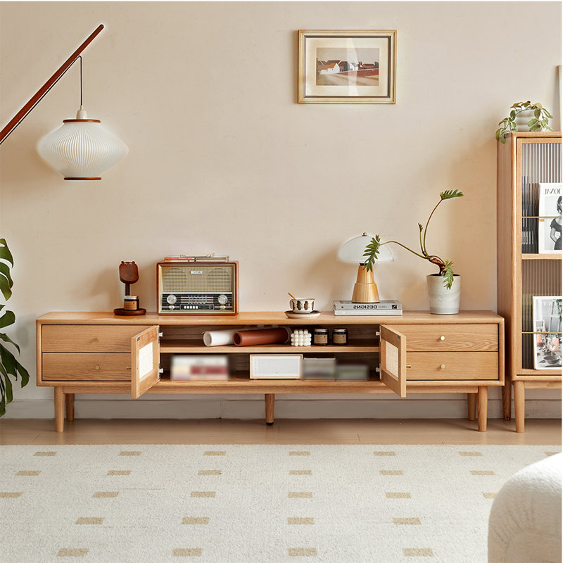 Solid wood vine weaving TV stand
