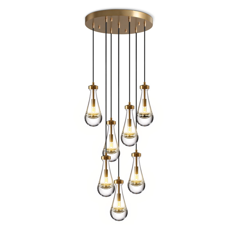 Luminaire suspendu 7 lumières Raindrop, Bronze