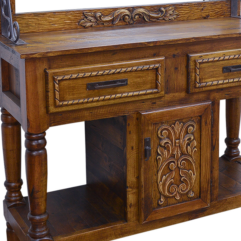 Armoire d'entrée Western avec sculpture et miroir