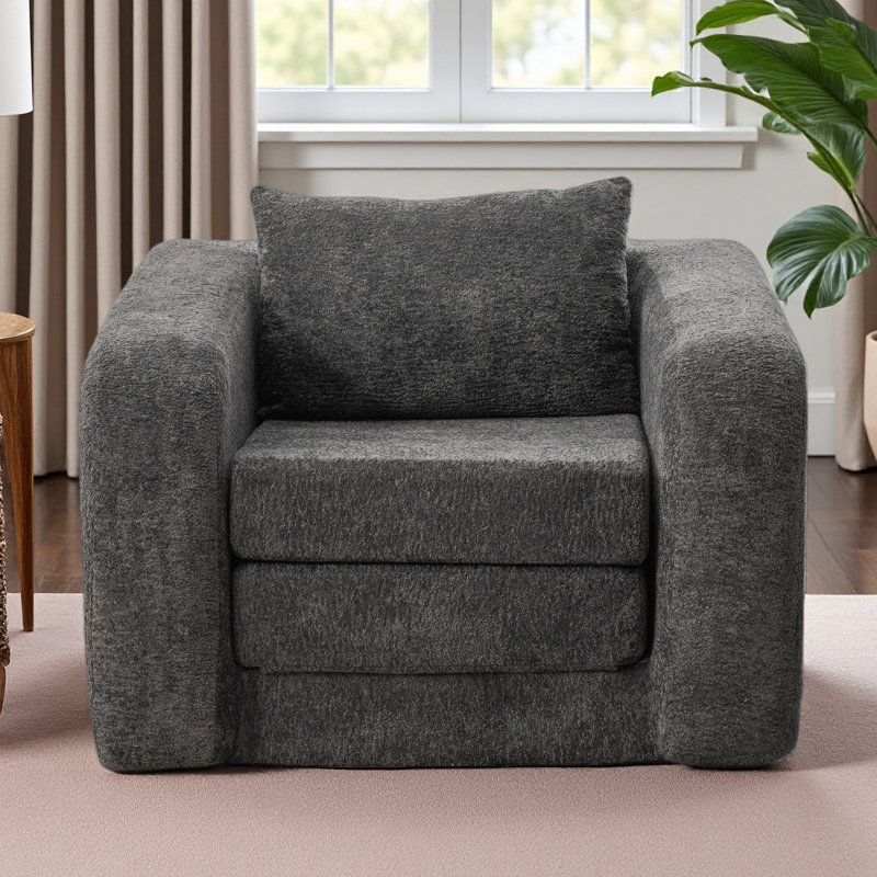 Fauteuil d'appoint pliable 40 po avec accoudoirs et dossier, Gris