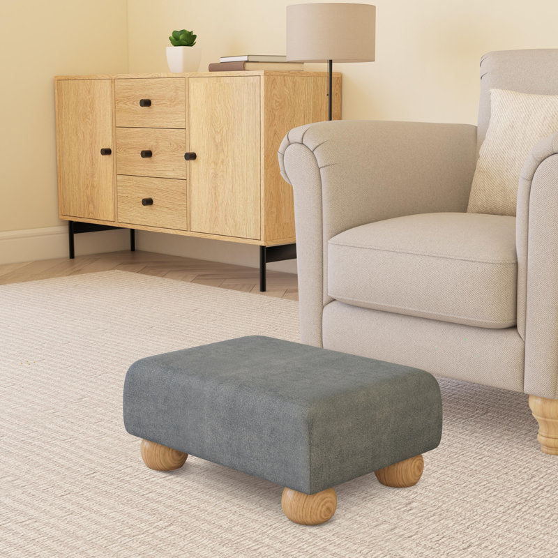 Autryville Wood Bun Feet - Fabric, Poz, Silver, Natural
