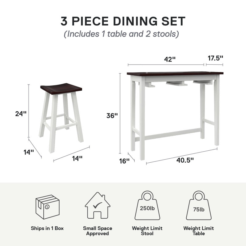 Shirla 3-Piece Hanging Counter Height Dining Stool Set