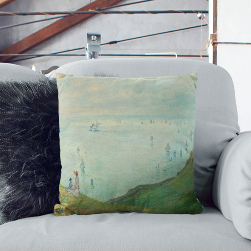 Cliffs at Pourville Scatter Cushion, 55cm H x 55cm W x 20cm D, White