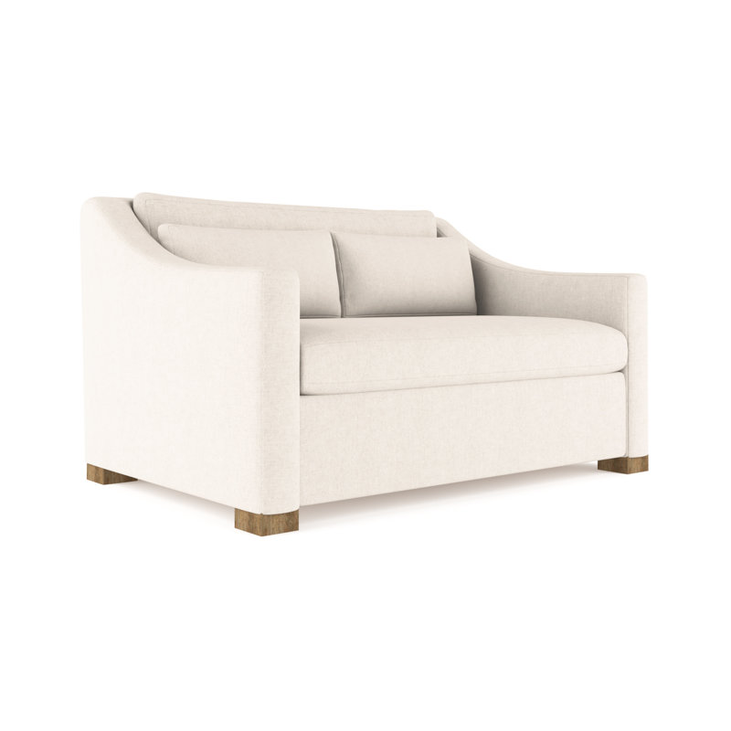 Crosby Slope Arm Loveseat, Ebony, 32.5" H x 60" W x 43" D, Plush Velvet Alabaster