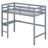 High Wood Loft Bed, With Safety Guardrail, Built-In Desk, Ladder-1386632881