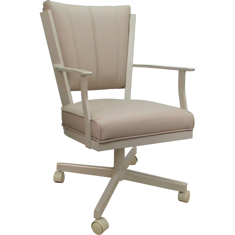 Leather Dining Caster Chair Swivel Tilt, Tan, Beige