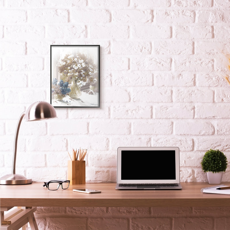«Flower Vase Vintage Sepia» par Heinz Schollehammer, impression d'art graphique, H 20 po x l 16 po x P 1,5 po