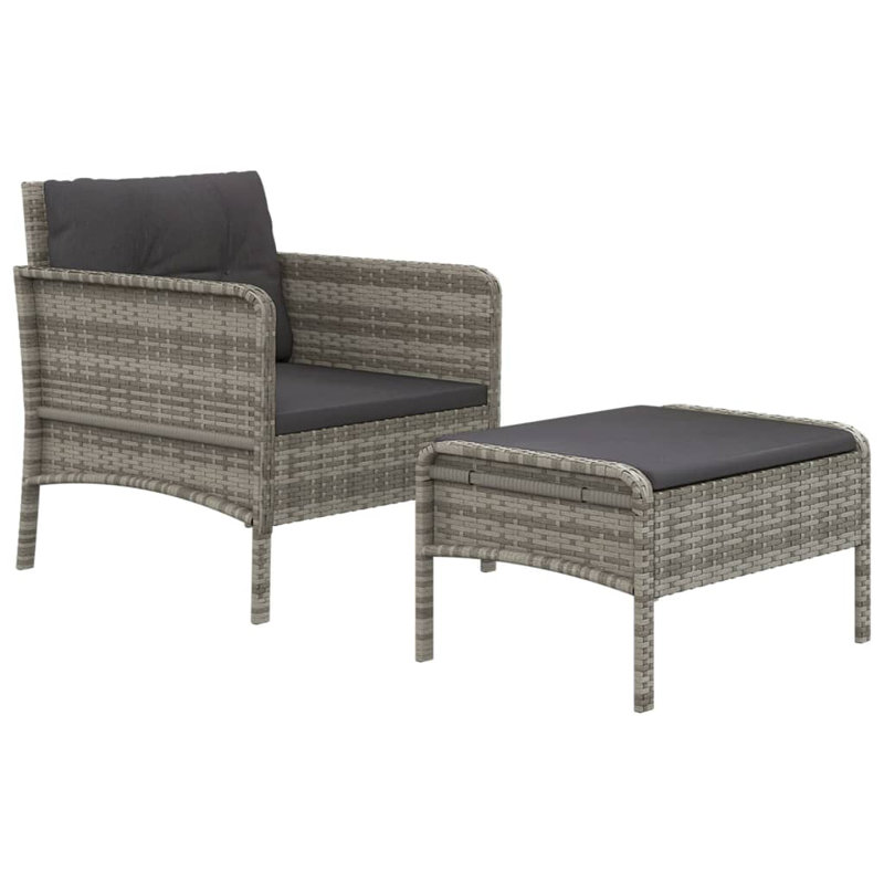 Chaise de patio avec coussins Zahar, gris, Gris foncé