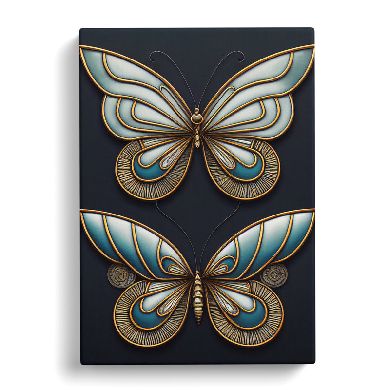 Art Nouveau Butterflies No.2 - Wrapped Canvas, 50cm H x 35cm W x 3cm D