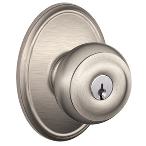 Georgian Knob with Wakefield Trim Keyed Entry Lock, Satin Nickel