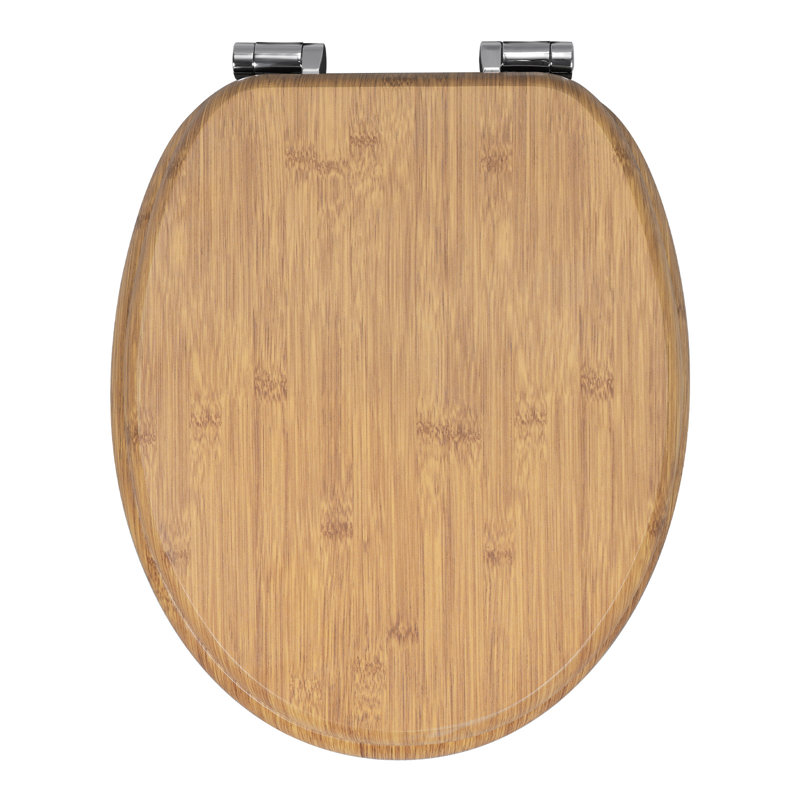 Wooden Toilet Seat,Soft Close Toilet Seat Lid Cover With Adjustable Hinge,Anti-Slip, For Family Bathroom O-Shape