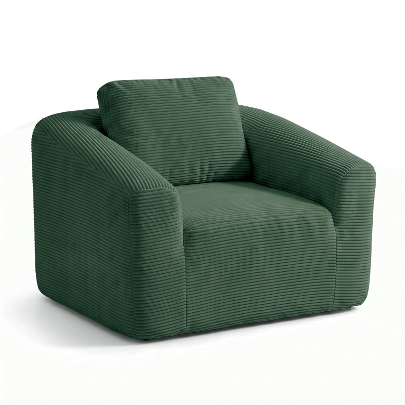 Chaise d'appoint rembourrée, Green Corduroy, 1