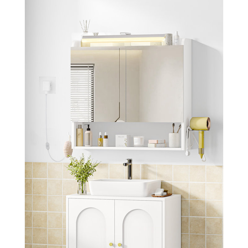 W H Medicine Cabinet Mirror, White