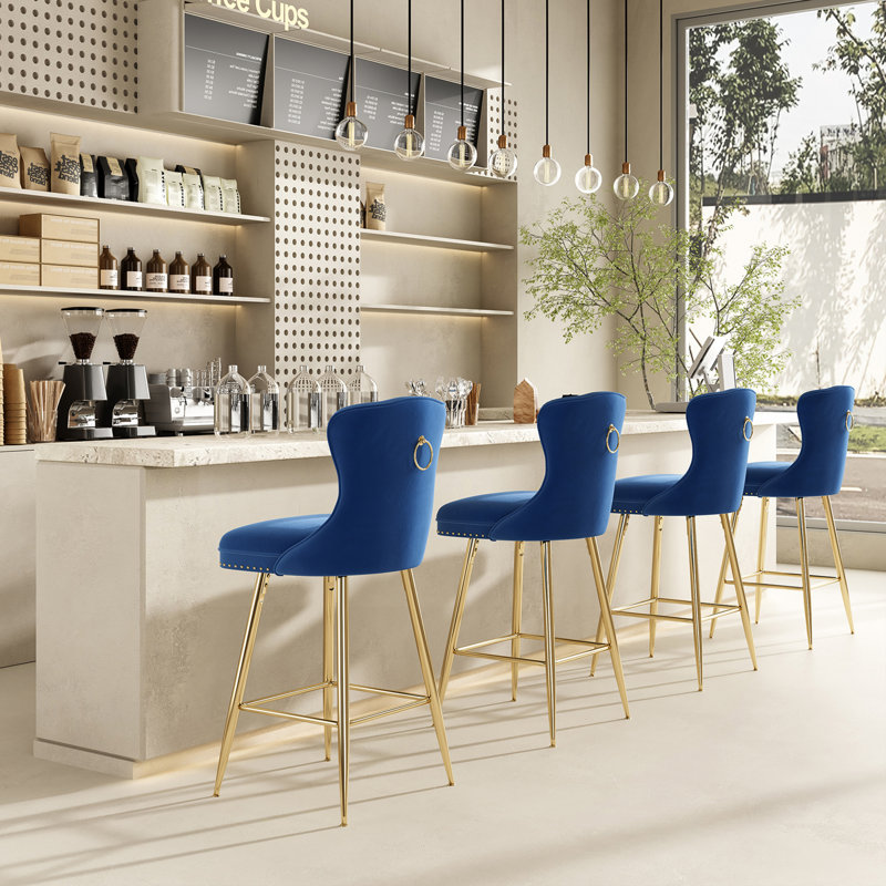 Élégants tabourets de bar capitonnés en velours - Style moderne pour la cuisine et la salle à manger