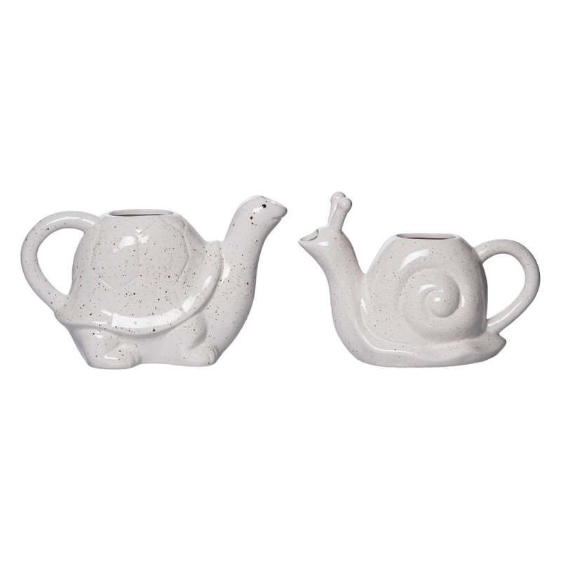 Dolomite Animal Watering Pitcher, White, Ceramic, Set of 2, Table, Kitchen, Spring, Beverage Server