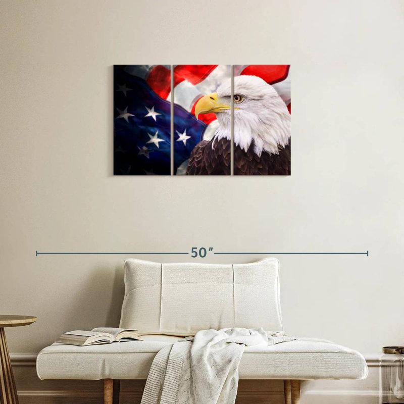 Brampt USA Flag And American Eagle, 20" H x 33" W