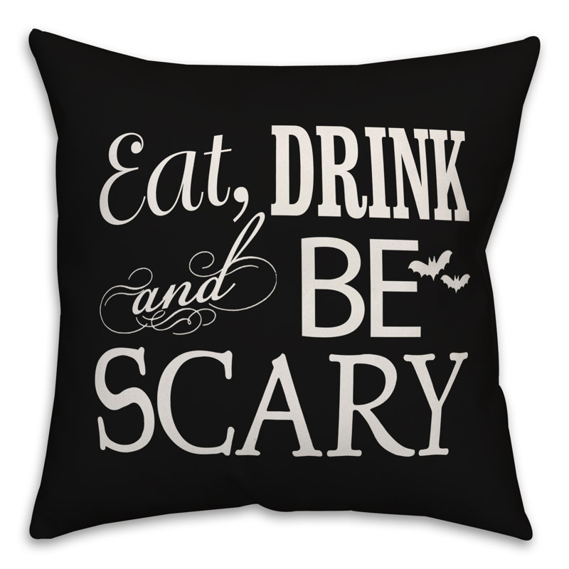  Housse de coussin Eat Drink and Be Scary, 16 po x 1 po