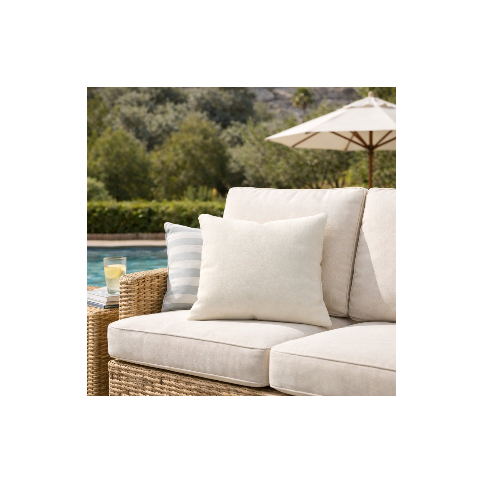 Indoor/Outdoor Throw Pillow, Square 16", Canvas Natural Sunbrella® Canvas