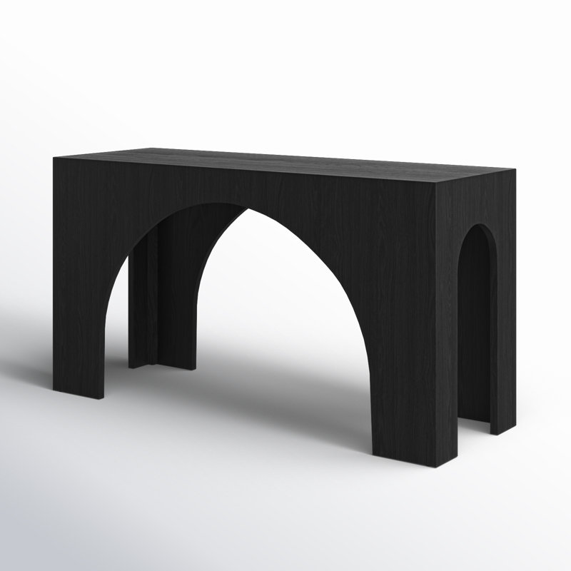 Metinaro 54'' Solid Wood Console Table, Black/Black Oak
