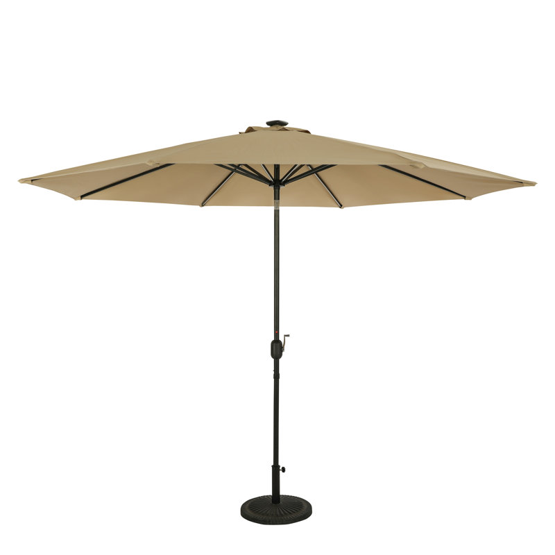 Parasol de marché éclairé de 132 po avec auvent Breez-Tex Shela, Champagne