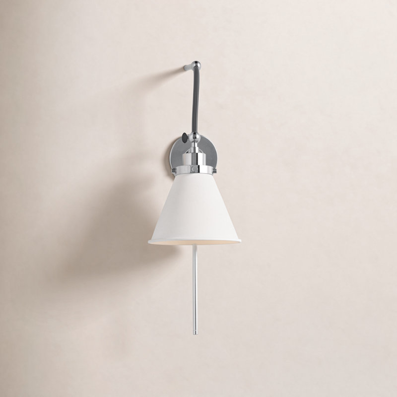 Hamden Chapman & Myers Arnell 1-Light Swing Arm Wall Lamp, Silver, White