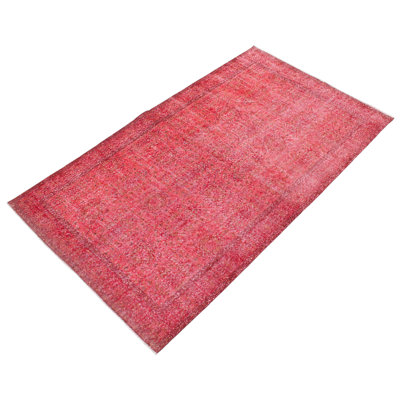 Tapis rouge foncé en laine noué à la main de conception unique 2000 pi 3 pi 11 po x 9 pi 7 po Olida