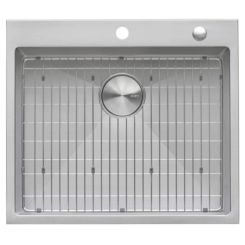 Tirana 25" L x 22" W Drop-In Kitchen Sink with Basket Strainer