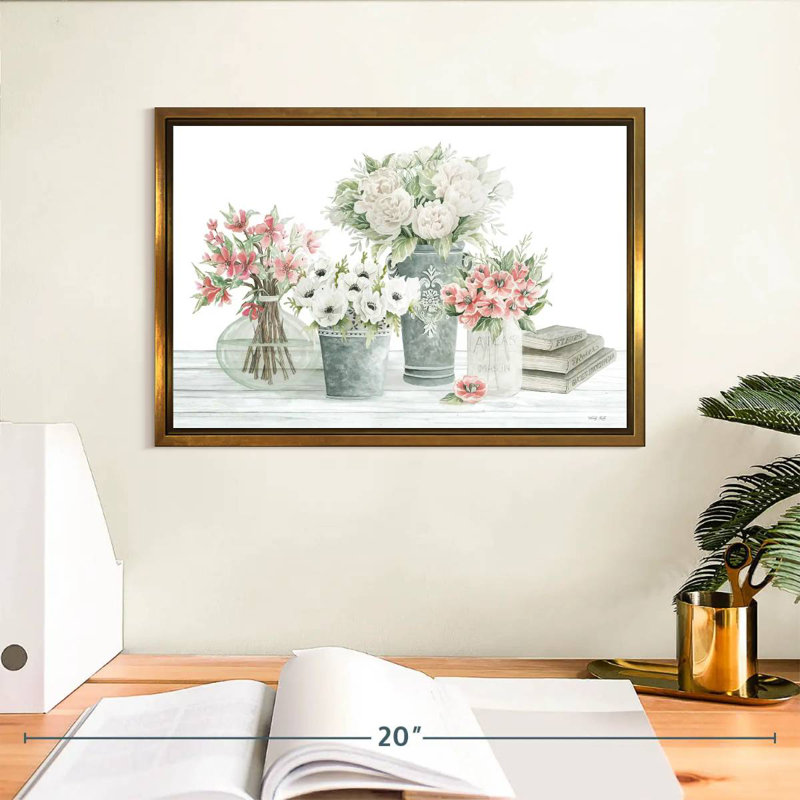 Fleurs de ferme, Cadre flottant doré, 13 po x 9 po